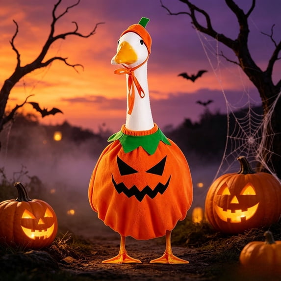JHyouerji Halloween Porch Goose Costume Set,Festive Dress Up Outfit,23 Inch Statue Decor for Patio Garden Yard Holiday Party