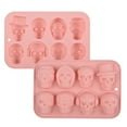 thumbnail image 1 of JHyouerji Halloween Skull Silicone Baking Mold 7x5x1 Inch Pink High Temperature Resistant for Chocolate Jelly Ice Pudding Cake Kitchen Counter Decoration, 1 of 8