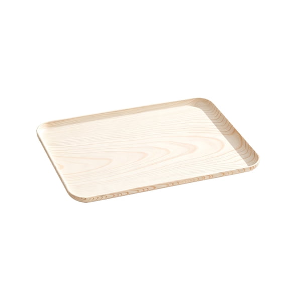 JHyouerji Imitation Wood Grain Plastic Serving Tray 15x10in Anti Slip Raised Feet Fruit Snack Storage Platter Stackable Kitchen Dinner Tray