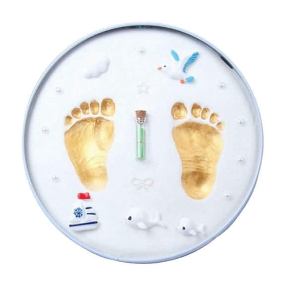 JHyouerji Inkless Hand Foot Print Keepsake Kit,Safe Non Toxic White DIY Growth Souvenir with Hair Storage Area for One Year Milestone Gift