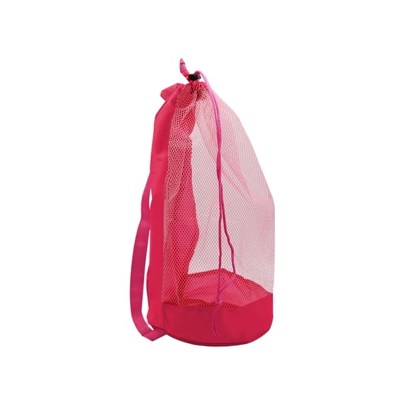 JHyouerji Large Drawstring Beach Bag Mesh Tote Bag,Pink Durable Portable Sand Resistant Storage Bag for Beach Swimming Pool Travel