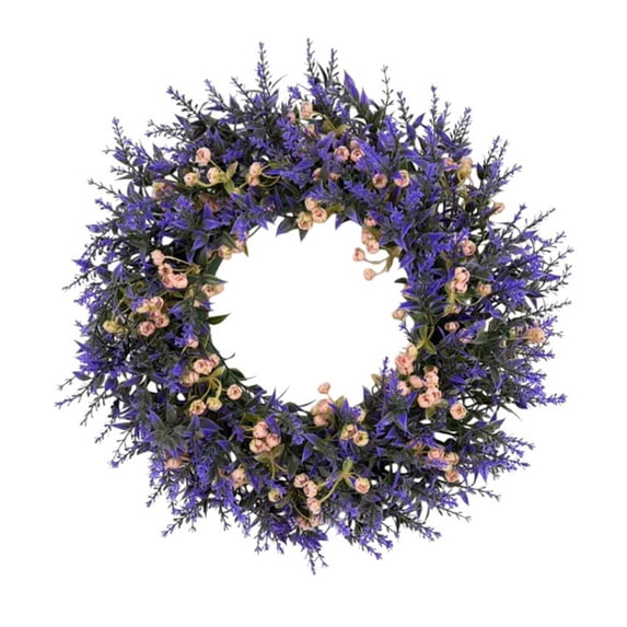 JHyouerji Lifelike Lavender Front Door Wreath 15 Inch Purple Floral Wreath Built In Loop for Wall Window Party Outdoor Porch Decor