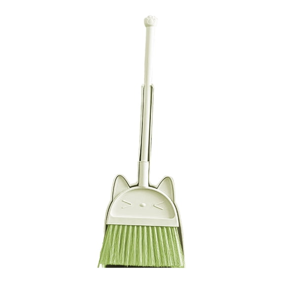 JHyouerji Mini Cleaning Sweeping Set,20x6x5 Inch Green Rotatable Wide Brush Head Broom Dustpan Combo Space Saving Small Sweeper for Household Desktop Corner