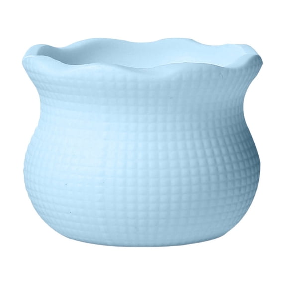 JHyouerji Mini Plastic Pattern Flower Pot DIY Crochet Craft Ornament Small Desktop Succulent Planter 2x2x2 Inch Blue for Windowsill Home Decor