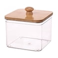thumbnail image 1 of JHyouerji Plastic Laundry Pod Storage Bin with Wooden Lid,Stackable Visible Organizer 5x5x5 Inch Multipurpose Container for Bathroom Kitchen Sundry Storage, 1 of 8