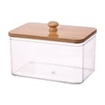thumbnail image 1 of JHyouerji Plastic Laundry Pod Storage Bin with Wooden Lid,Stackable Visible Organizer 7x5x5 Inch Multipurpose Container for Bathroom Kitchen Sundry Storage, 1 of 8