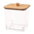 thumbnail image 1 of JHyouerji Plastic Laundry Pod Storage Bin with Wooden Lid,Stackable Visible Organizer 7x6x6 Inch Multipurpose Container for Bathroom Kitchen Sundry Storage, 1 of 8