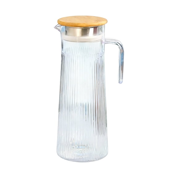 JHyouerji Plastic Pitcher Clear Water Pitcher with Wood Lid Fridge Jug Great for Kitchen Home Iced Tea Juice Milk