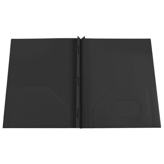 JHyouerji Plastic Pocket Folders Heavy Duty Letter Size Waterproof Black File Folders with Business Card Slot for Office Paper Storage Daily Filing Use