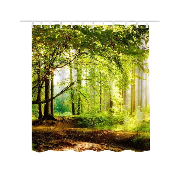 JHyouerji Printed Polyester Shower Curtain,Mildew Proof Water Repellent Bathroom Partition Curtain,Machine Washable Fabric Curtain with 12 Hanging Holes,59×71 Inch