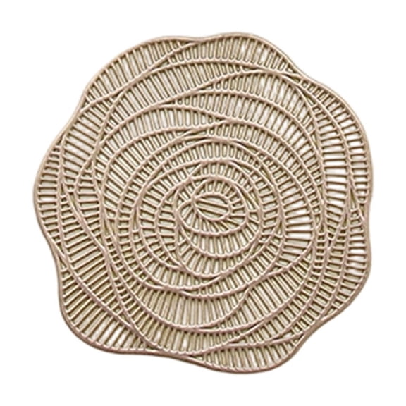 JHyouerji Rose Pattern PVC Drink Coaster 4 Inch,Gold Waterproof Non Slip Heat Resistant Cup Mat for Coffee Bar Home Restaurant Table Decor