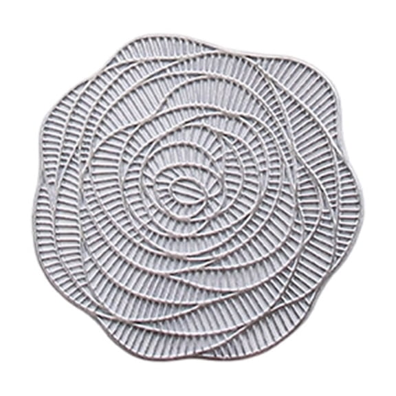 JHyouerji Rose Pattern PVC Drink Coaster 4 Inch,Silver Waterproof Non Slip Heat Resistant Cup Mat for Coffee Bar Home Restaurant Table Decor