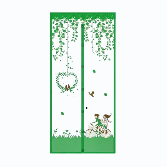 JHyouerji Self Closing Magnetic Mesh Screen Door Curtain 83x35 Inch,Green Breathable Fly Insect Barrier for Bedroom Summer Patio Apartment Ventilation Partition Decor