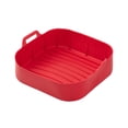 thumbnail image 1 of JHyouerji Silicone Air Fryer Liner Baking Tray Red Food Grade Non Stick Reusable Oven Microwave Pizza Cake Bakeware Foldable Storage Kitchen Accessory, 1 of 6