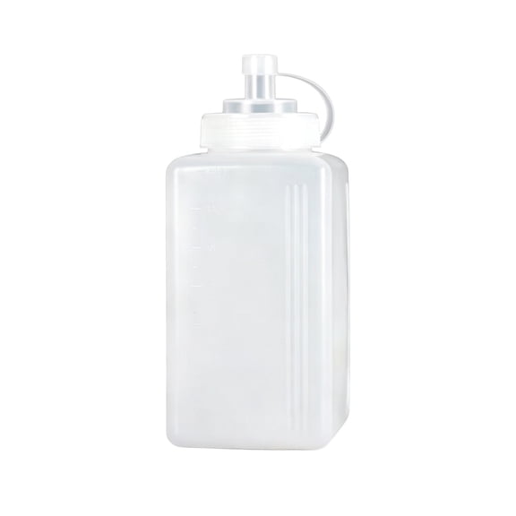 JHyouerji Squeeze Condiment Bottles with Lid Clear Plastic Pointed Nozzle Measuring Mark Sauce Dressing Dispenser 3x3x7 Inch for BBQ Kitchen Camping Use