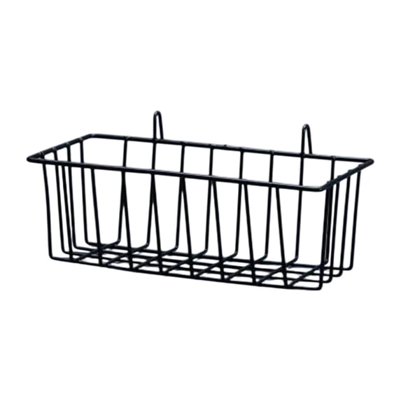 JHyouerji Wall Mount Metal Storage Basket,Black Sturdy Iron Hanging Organizer,Easy Installation without Nails Glue for Kitchen Bathroom Storage