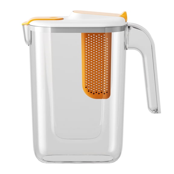 JHyouerji Water Jug with Fruit Infuser,2.6L Unbreakable Clear Plastic Container with Removable Lid for Drinks Iced Tea Juice