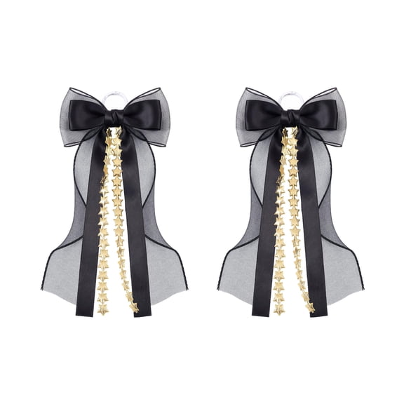 JHyouerji Western Boot Bows 2 Pack,Black Polyester Tassel Accessories for Boots Fireplace Mantel Tree Christmas Rodeo Party Holiday Decorations