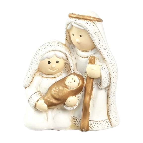 JHyouerji Xmas Resin Nativity Figurine White 2x2in Holy Family Christmas Tabletop Holiday Memorial Decor Centerpiece for Home Kitchen Office Window