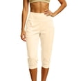 thumbnail image 1 of JIA JIA SHUANG Capri Pants for Women High Waisted Pull on Yoga Joggers Pants Slim Straight Leg Stretchy Workout Trousers with Side Pockets(Beige,Medium), 1 of 6