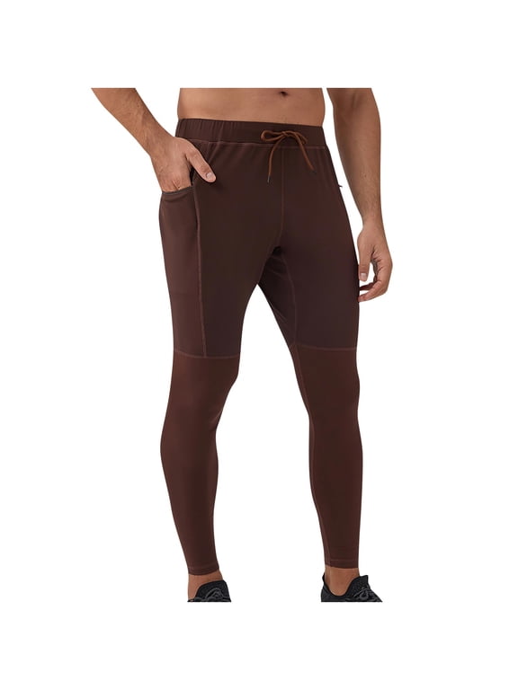 Men's Pants Workout Athletic Leggings Running Gym Tights with Pockets Base Layer for Basketball Cycling Sport