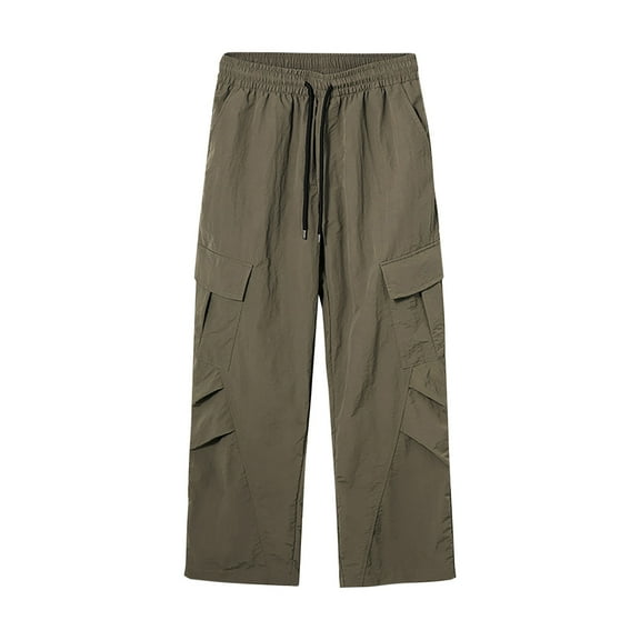 JIA JIA SHUANG Mens Cargo Pants with Pockets Lightweight Water Resistant Sweatpants Elastic Waist Drawstring Trousers