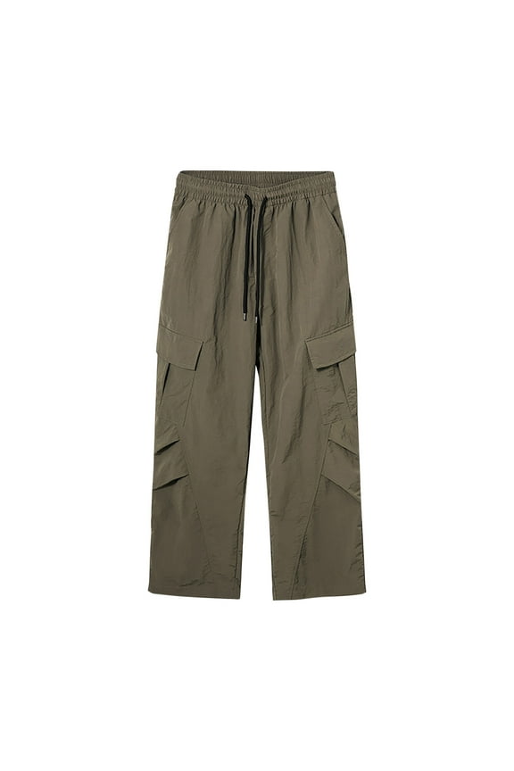 Mens Cargo Pants with Pockets Lightweight Water Resistant Sweatpants Elastic Waist Drawstring Trousers
