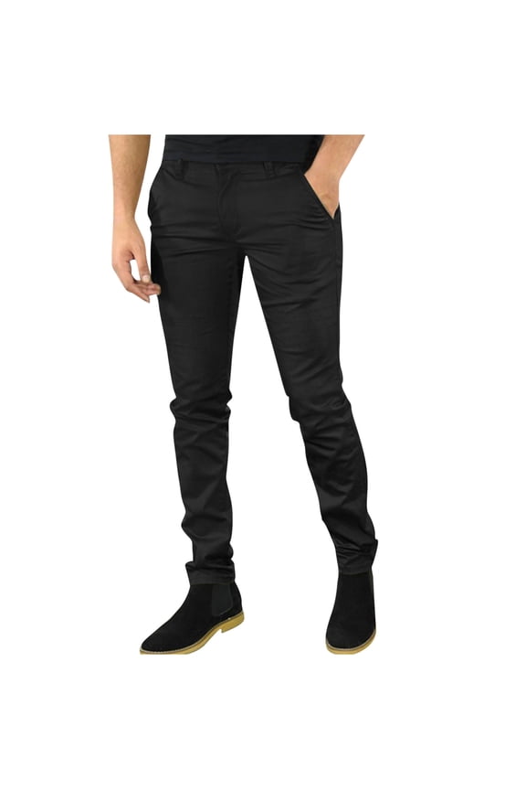 Mens Casual Chino Pants Lightweight Slim Tapered Slacks Solid Color Button Casual Work Trousers with Pockets