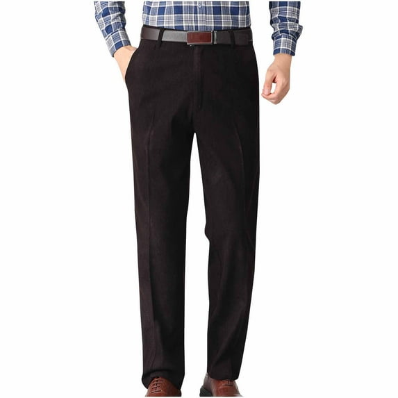 JIA JIA SHUANG Mens Dress Pants with Pockets Loose Fit Straight Leg Corduroy Slacks Fall Winter Stylish Vintage Work Suit Pants