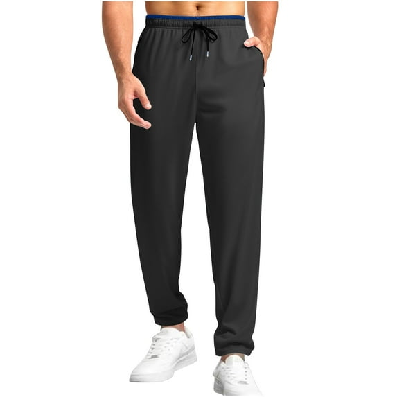 JIA JIA SHUANG Mens Sweatpants with Zipper Pockets Elastic Waist Workout Running Athletic Pants Lightweight Breathable Trousers