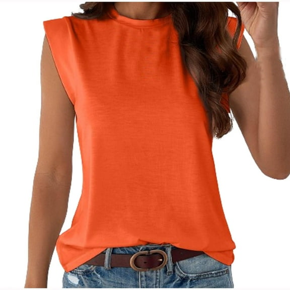 JIA JIA SHUANG Tank Tops for Women Lightweight Sleeveless Round Neck T Shirts Basic Loose Fit Tee Summer Casual Fashion Clothes