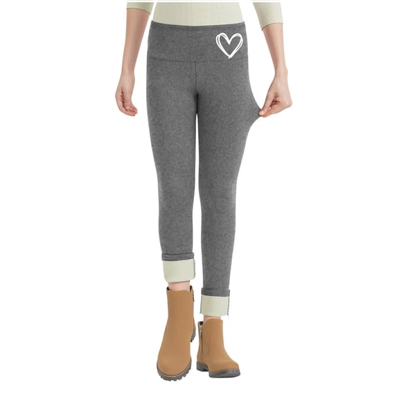 JIA JIA SHUANG Toddler Boys Girls Pants Lightweight Soft Fleece Lined Trousers Fashion Cute Slim Fit Heart Print Pants for Fall Winter Layering Wear(Dark Gray,4-5 Years)