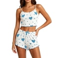 thumbnail image 1 of JIA JIA SHUANG Women Pajama Sets Heart Print Cami Top with Bow Tie Shorts Pjs 2 Piece Outfits Cute Fashion Sleepwear(Blue,Large), 1 of 6