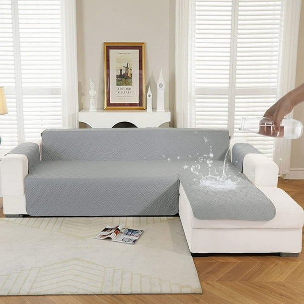JIABOLANG Waterproof Couch Cover L Shape Sofa Covers Chaise Lounge Slip Cover Reversible Furniture Protector Cover for Dog Cat Pets Kids Children Large Light Gray Walmart Business Supplies