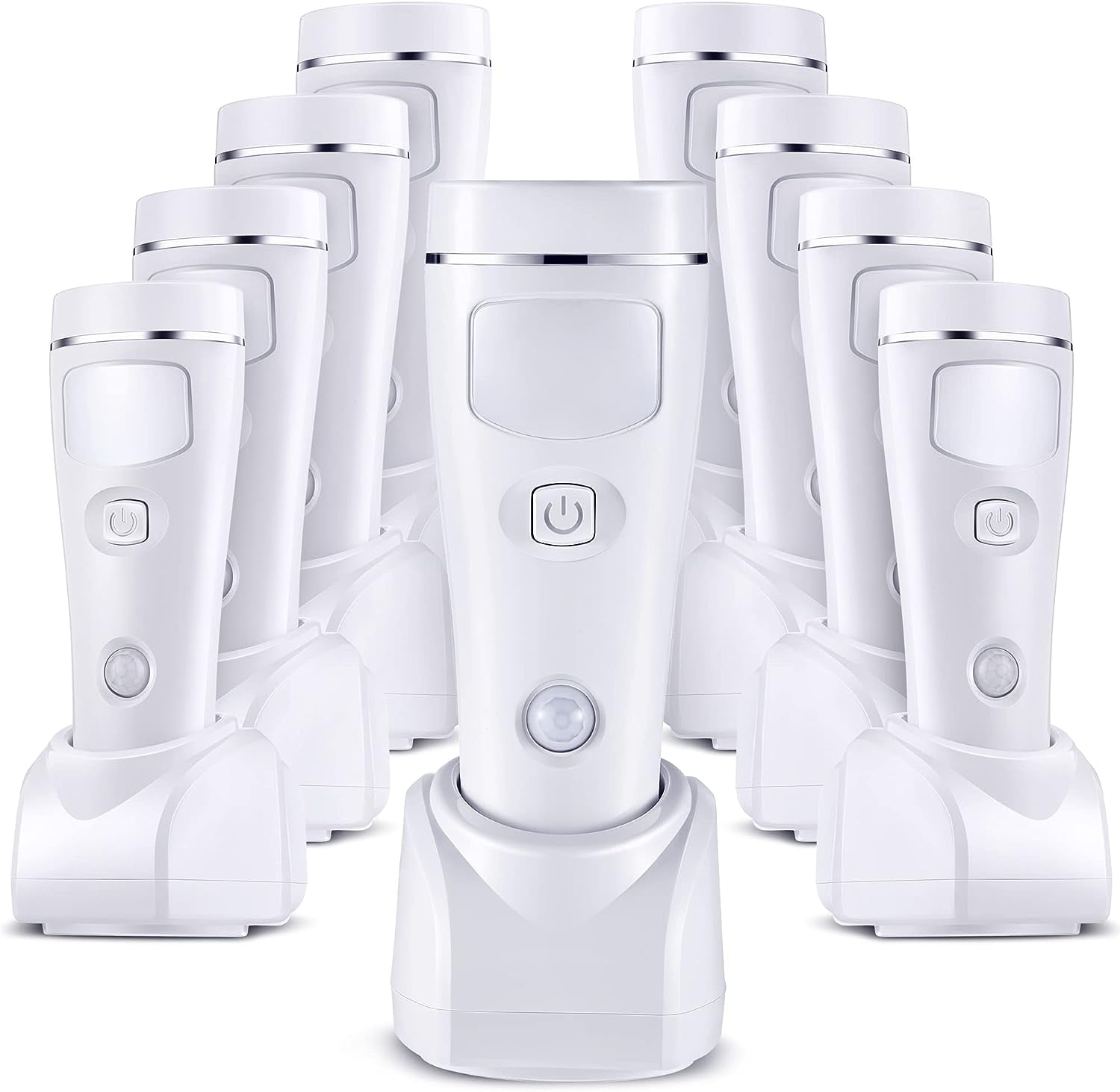 JIAH 4 in 1 LED Rechargeable Plug in Flashlights, 9 Pack LED Emergency