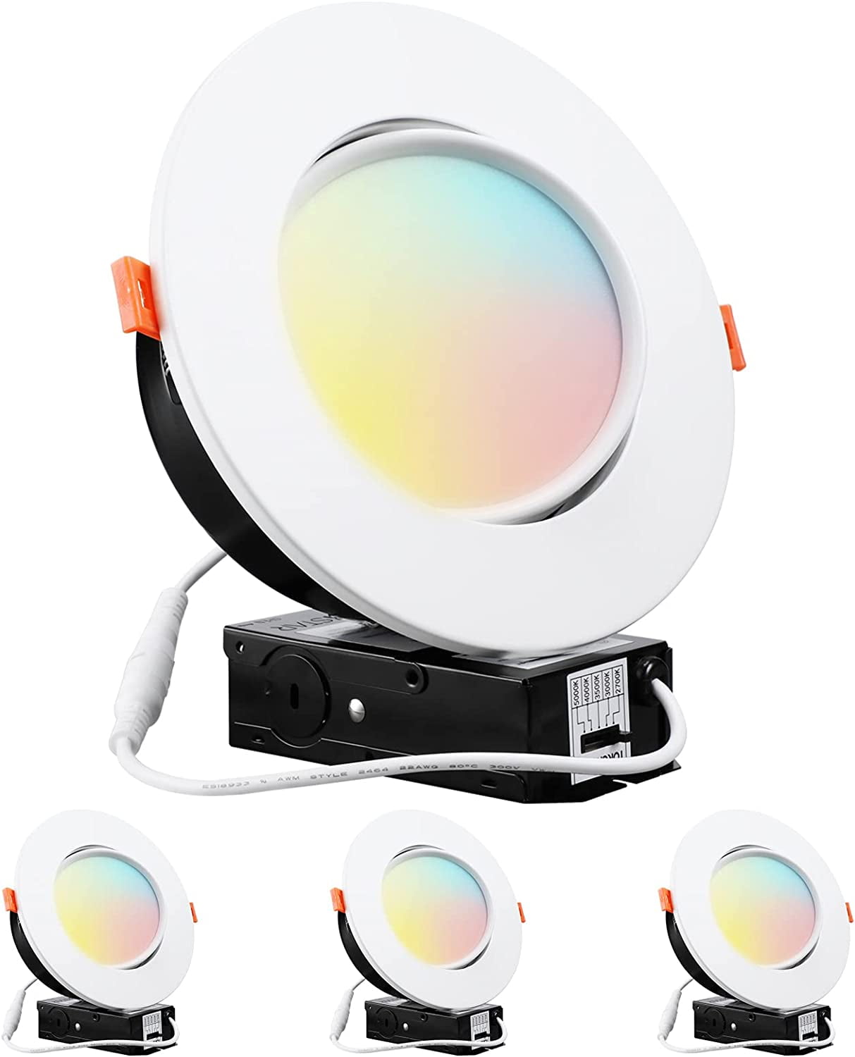 JIAH 6 Inch Gimbal LED Recessed Lighting with Junction Box, 13.5W IC