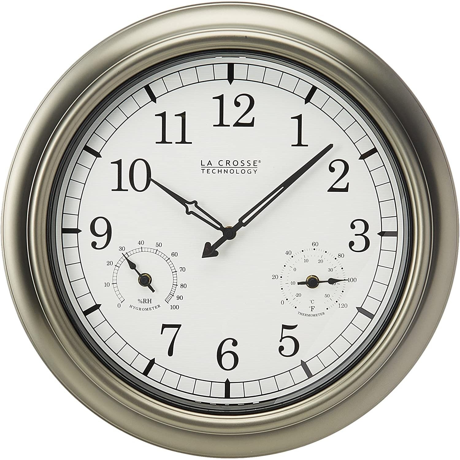 18" Pewter Round Quartz Indoor/Outdoor Wall Clock