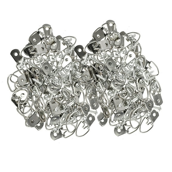 JIAHAOO 100 Pack D Ring Picture Hangers for easy hanging for canvases and handicrafts Silver Iron Material