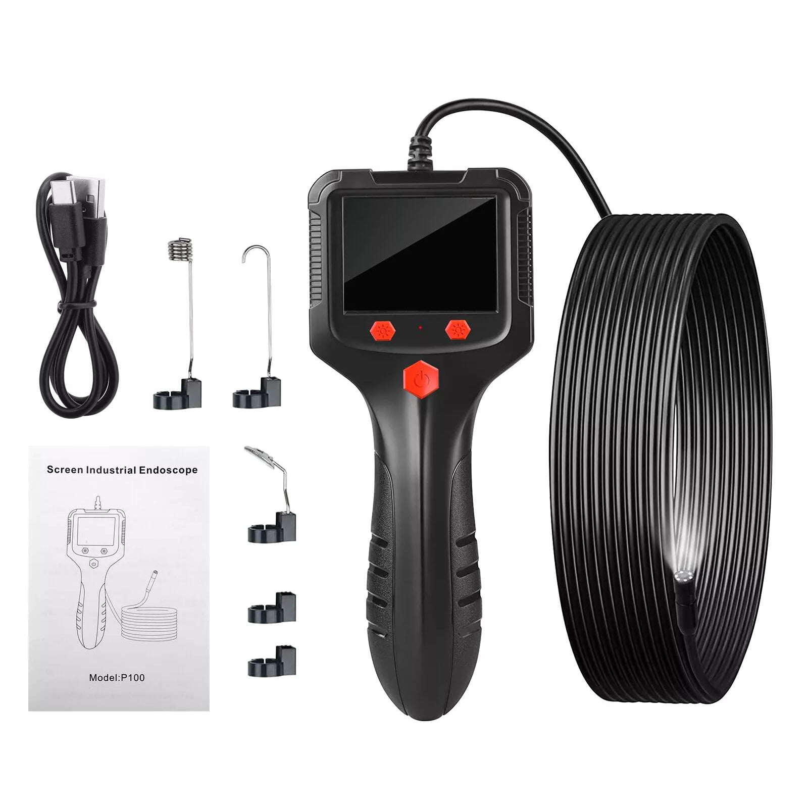 JIAHAOO 1080P HD Endoscope Camera 2.4 IPS Borescope 8mm Lens 6 LED Lights 6.6ft Waterproof For Home Plumbing Auto