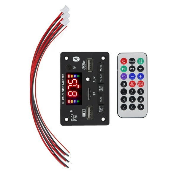 JIAHAOO 12V MP3 Decoder Board Bluetooth 5.0 for Car Audio Speakers USB TF FM AUX Recording Remote Control Power Amplifier 6W