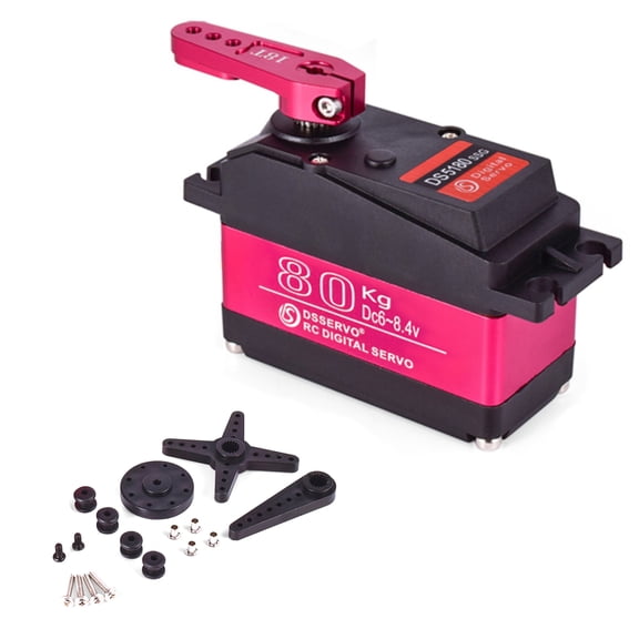 JIAHAOO 180 Degree 80KG Servo for Robotic Arms & RC Cars, Metal Gears, Waterproof, Fast Speed, 6V-8.4V, Precise Signal Transmission