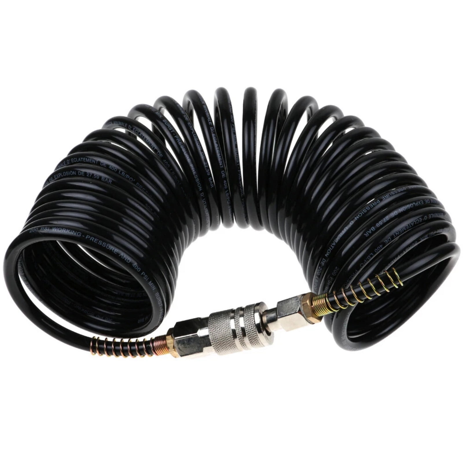 JIAHAOO 25 FT Air Hose Rubber 1/4 Inch Black for Machinery Electrical Insulation Automotive Aviation Subway Train 200 PSI Quick Coupler
