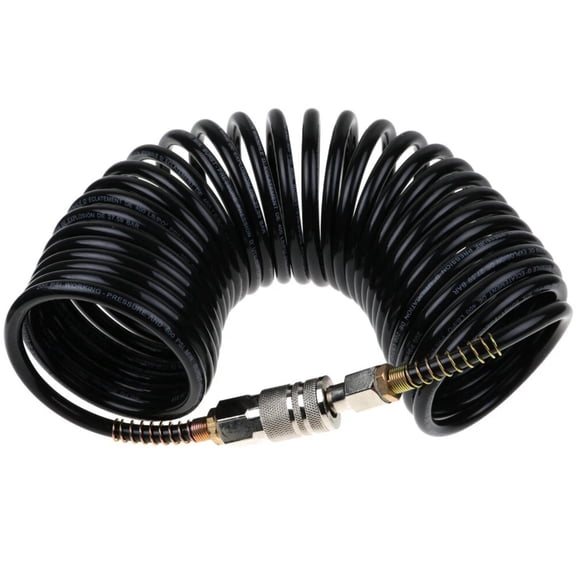 JIAHAOO 25 FT Air Hose Rubber 1/4 Inch Black for Machinery Electrical Insulation Automotive Aviation Subway Train 200 PSI Quick Coupler