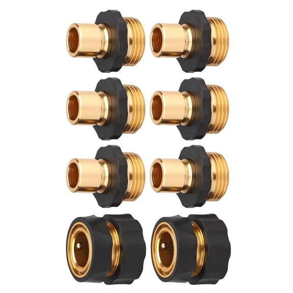 JIAHAOO 3/4 Aluminum Garden Hose Quick Connectors Kit 8 Pcs Durable Leak Proof Easy Connect for Watering Outdoor