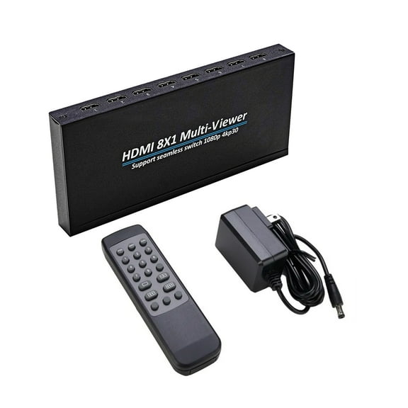 JIAHAOO 4K HD Multi-Viewer Seamless Switch with Remote Control IR 8 in 1 Out 6 Screen Viewing Splitter