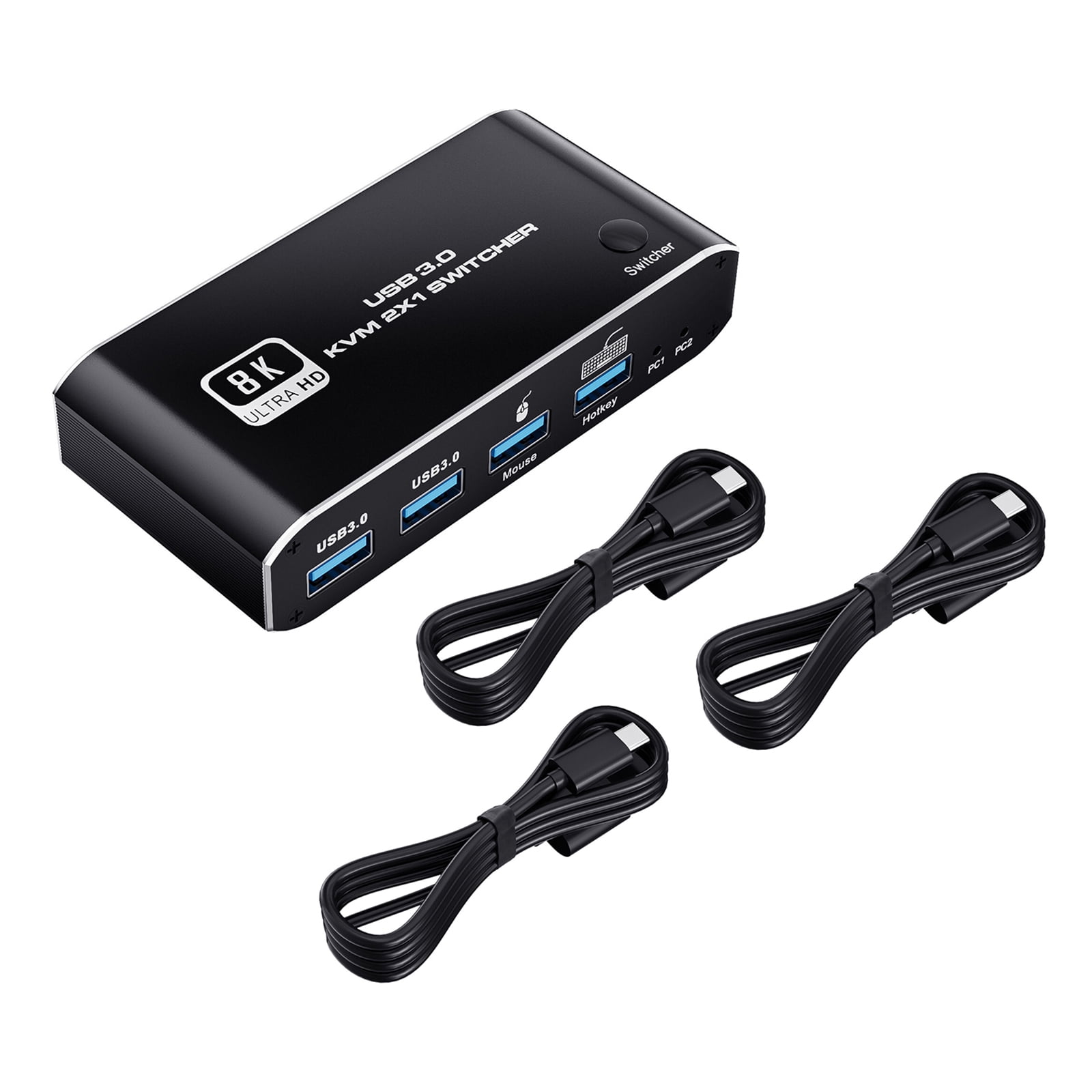 JIAHAOO 8K HD KVM Switch 2 Port USB 3.0 4K 120Hz High Refresh Rate Gaming Xbox Series PS5 PC Control