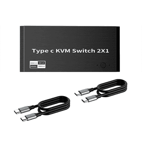 JIAHAOO 8K KVM Switch 2x USB C Input 1x DP HD Output 3x USB 2.0 Ports 100W PD Aluminum For Laptops PCs Monitors