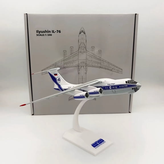 JIAHAOO ABS Ilyushin IL-76 Transport Aircraft Model 24x26cm 1:200 Scale For Aviation Lover Collection