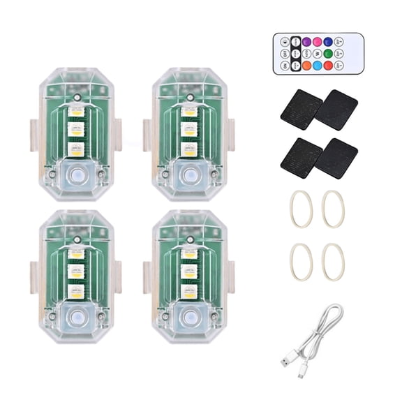 JIAHAOO Anti-Collision Strobe Lights 4PCS USB-C Rechargeable Remote Control 8 Colors 10 Modes IP65 Waterproof for Camping Emergency