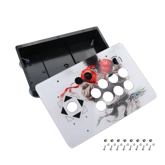 JIAHAOO Arcade Joystick Case and Acrylic Panel 30x20cm DIY Kit Black White Option 30mm 24mm Button Holes